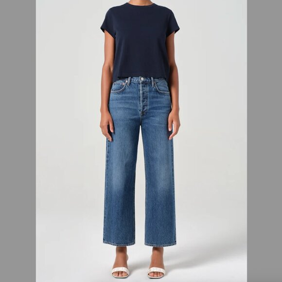 Agolde | Wide Leg High Rise Ren Jean | 26 | Dark Blue - Picture 1 of 13